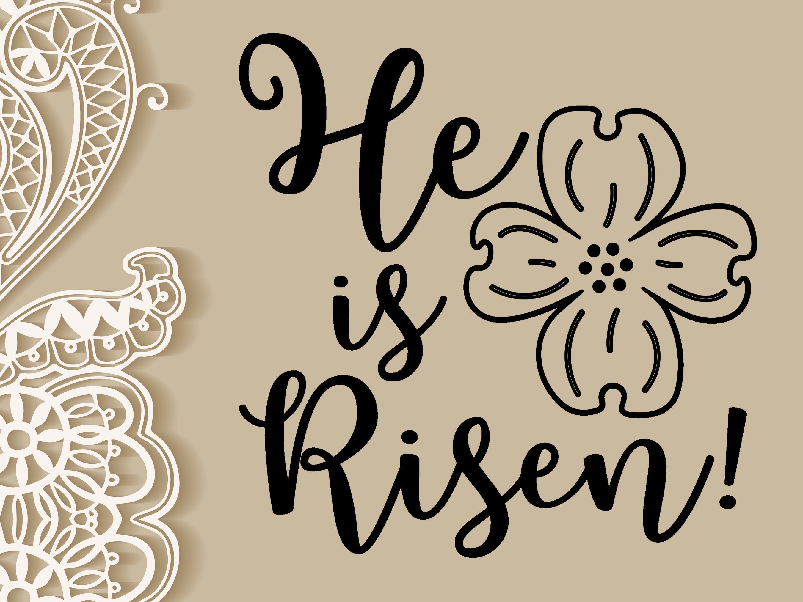 He is Risen with dogwood bloom clay stamp - Handbuild Clay Stamp - perfect size for mugs