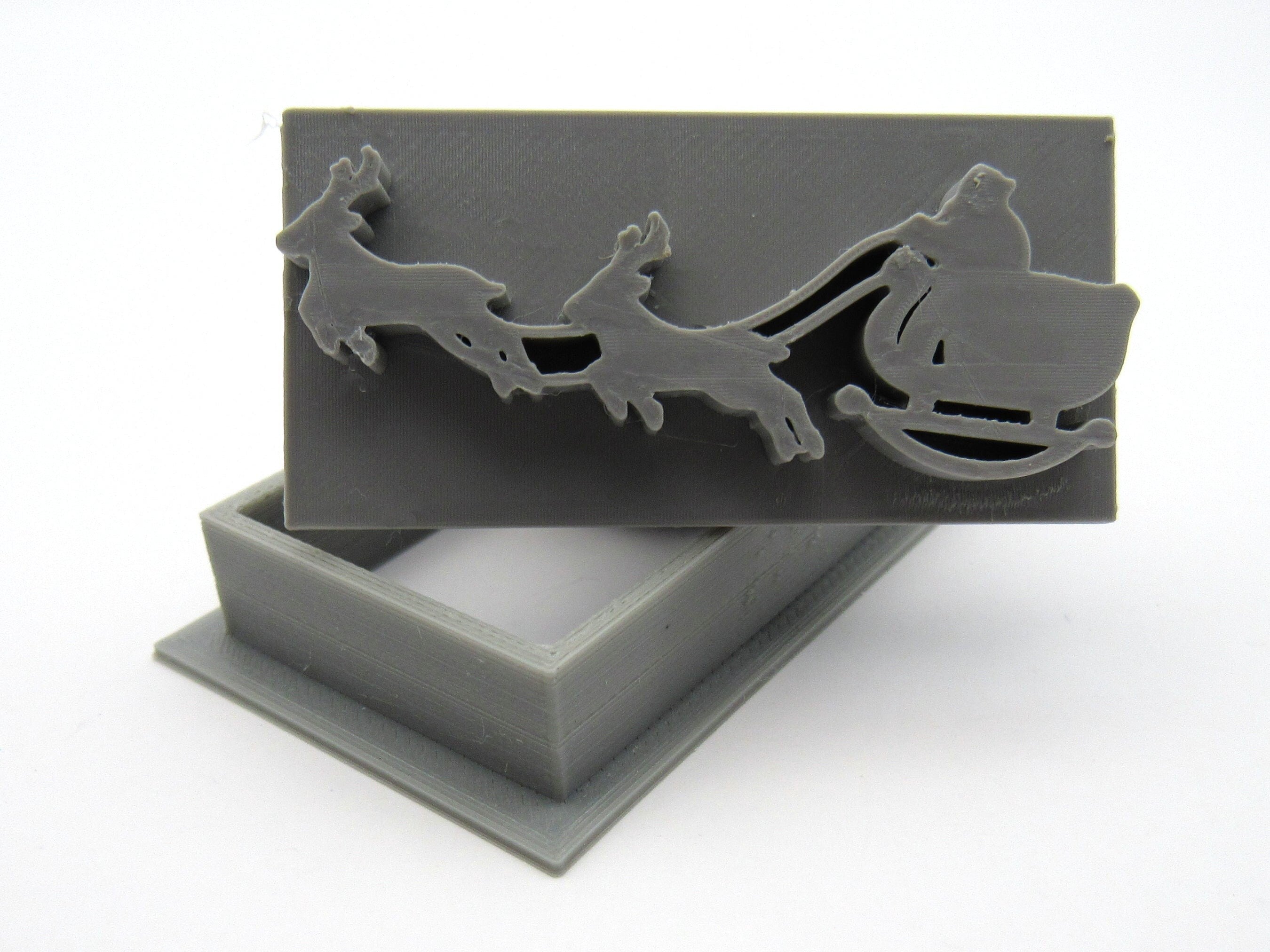 Santa's Sleigh and Reindeer Stamp with Cutter - rectangle pendant clay stamp with cutter Holiday Stamp - A Mayes Pottery