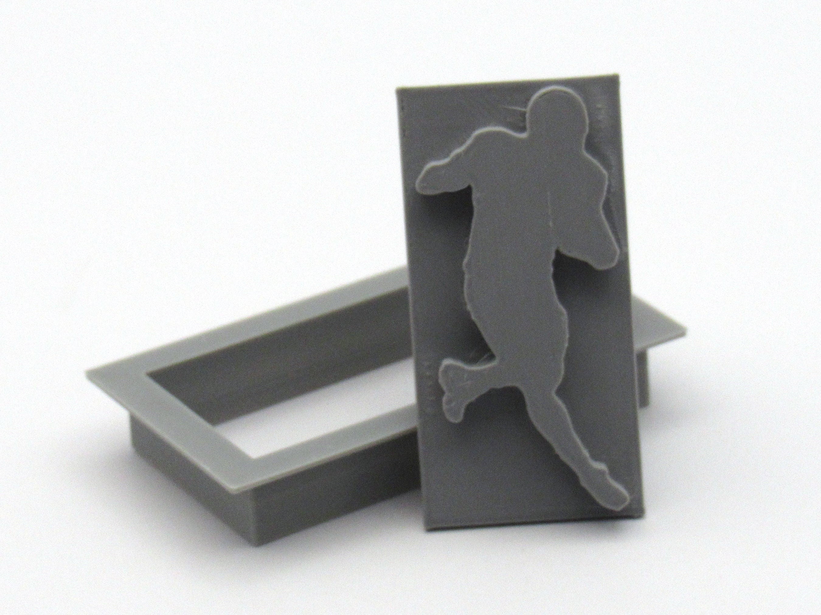Football Player Clay Stamp with Cutter - rectangle pendant clay stamp with cutter  - A Mayes Pottery