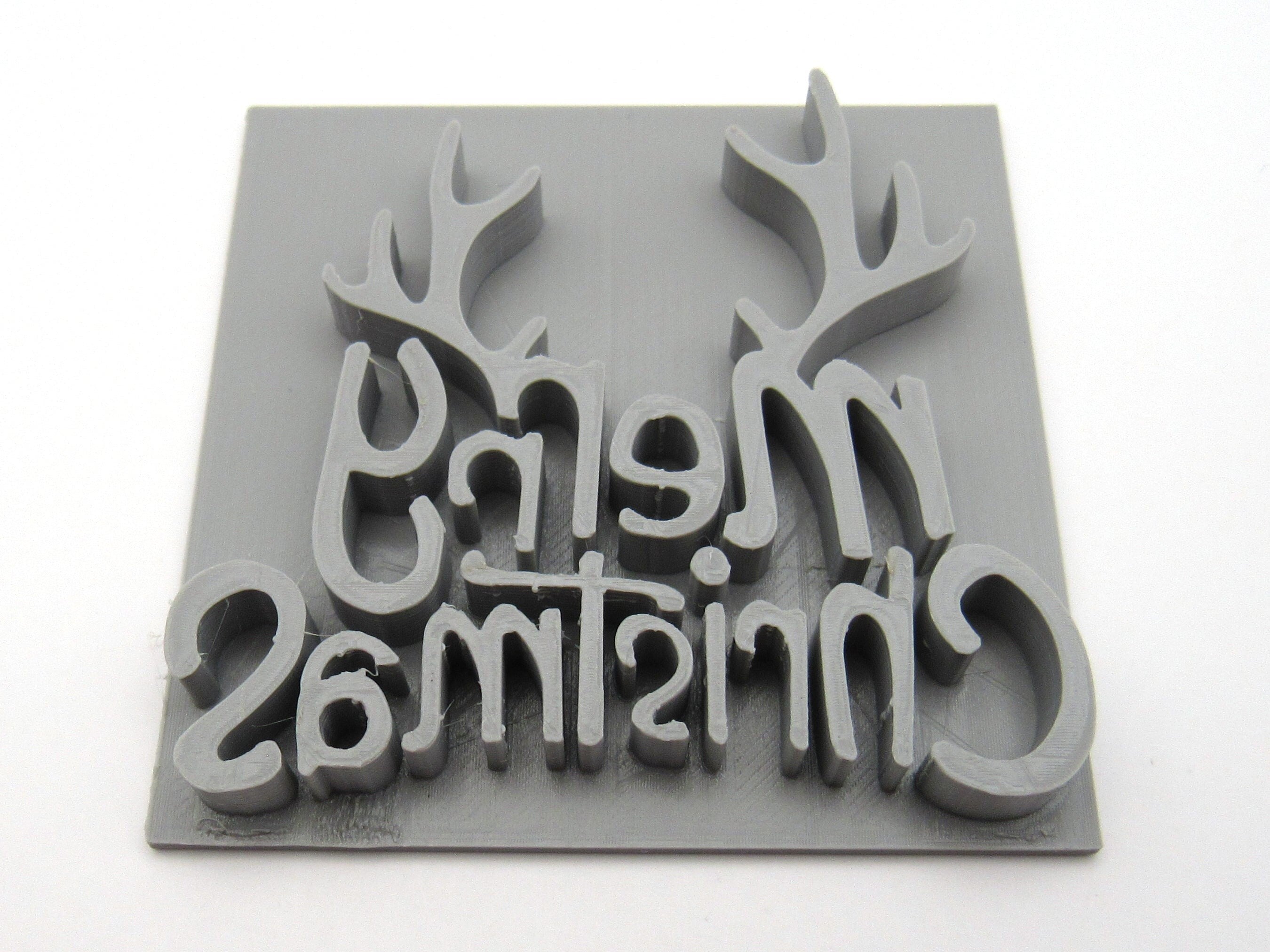 Merry Christmas with Antlers Mug Clay Stamp for handbuild pottery