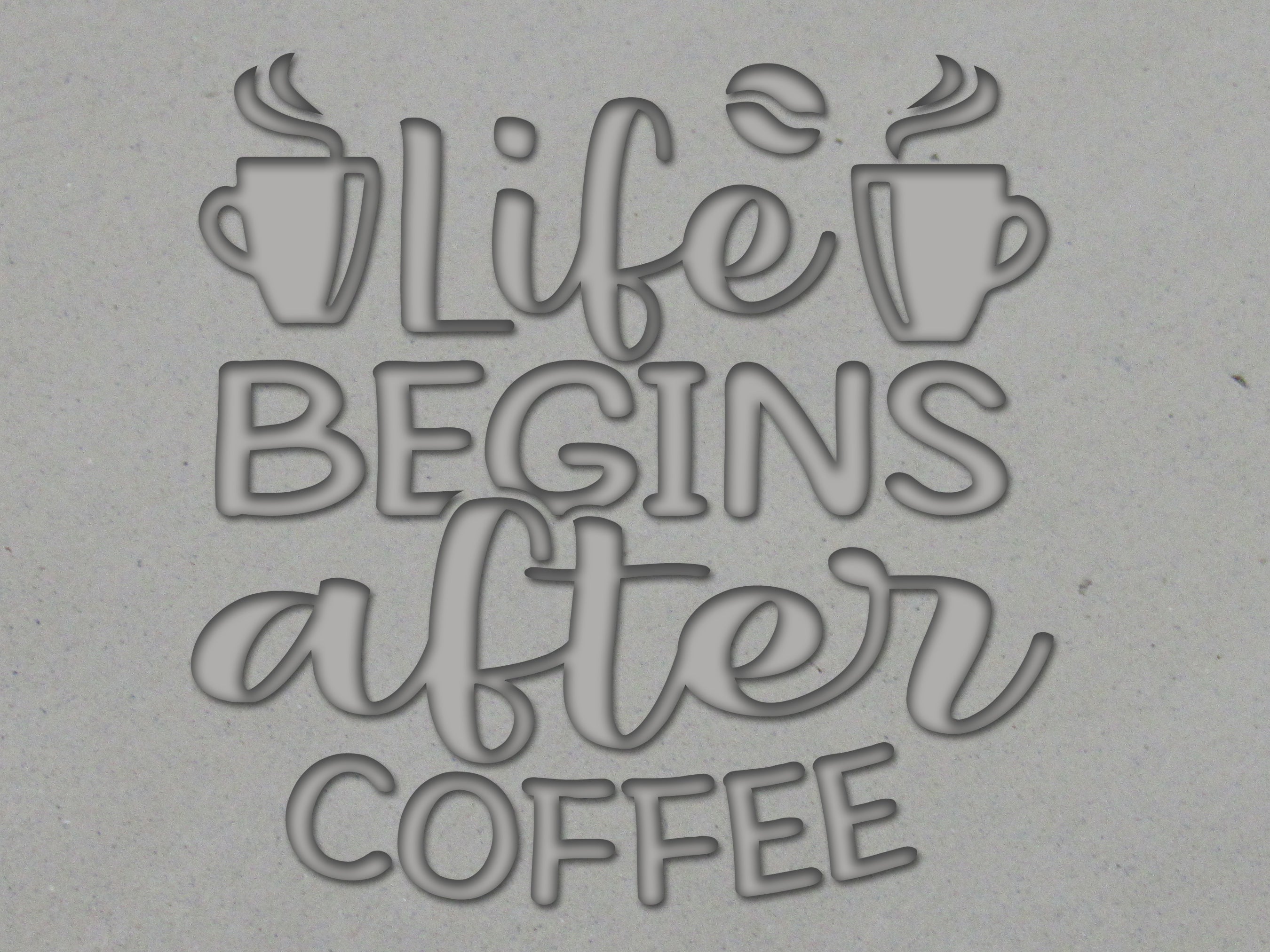 Life Begins After Coffee, Mug clay stamp for slab built pottery