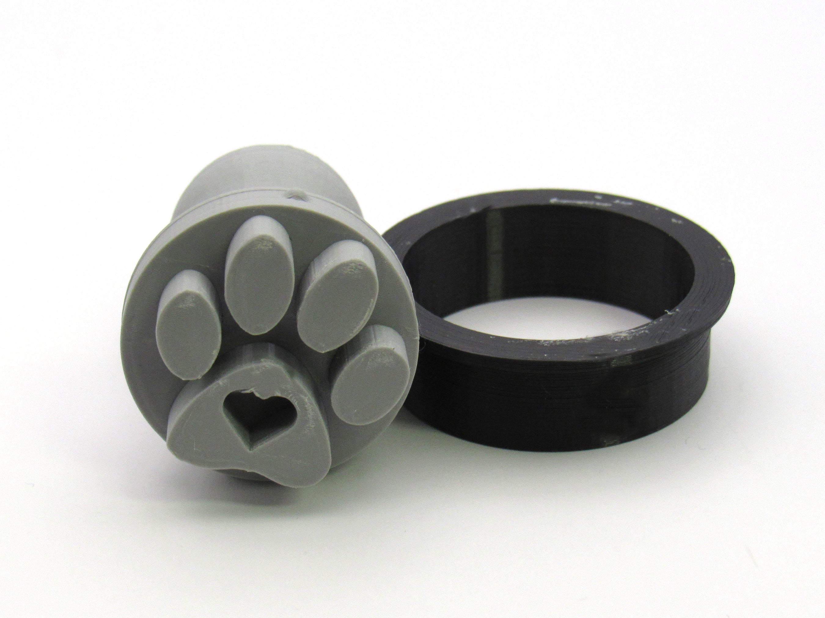 Paw Print with Heart - round pendant stamp with cutter Round pendant - A Mayes Pottery