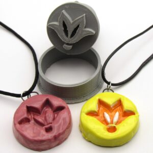 Abstract Flower Design 1 - round pendant stamp with cutter round - A Mayes Pottery