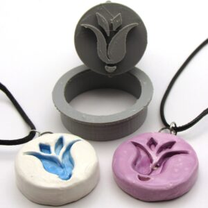 Abstract Tulip Clay Stamp and Cutter - Handbuild clay stamp  - A Mayes Pottery