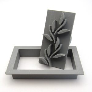 Leaves with stems clay stamp with Cutter - Design 2 - rectangle pendant pottery stamp  - A Mayes Pottery