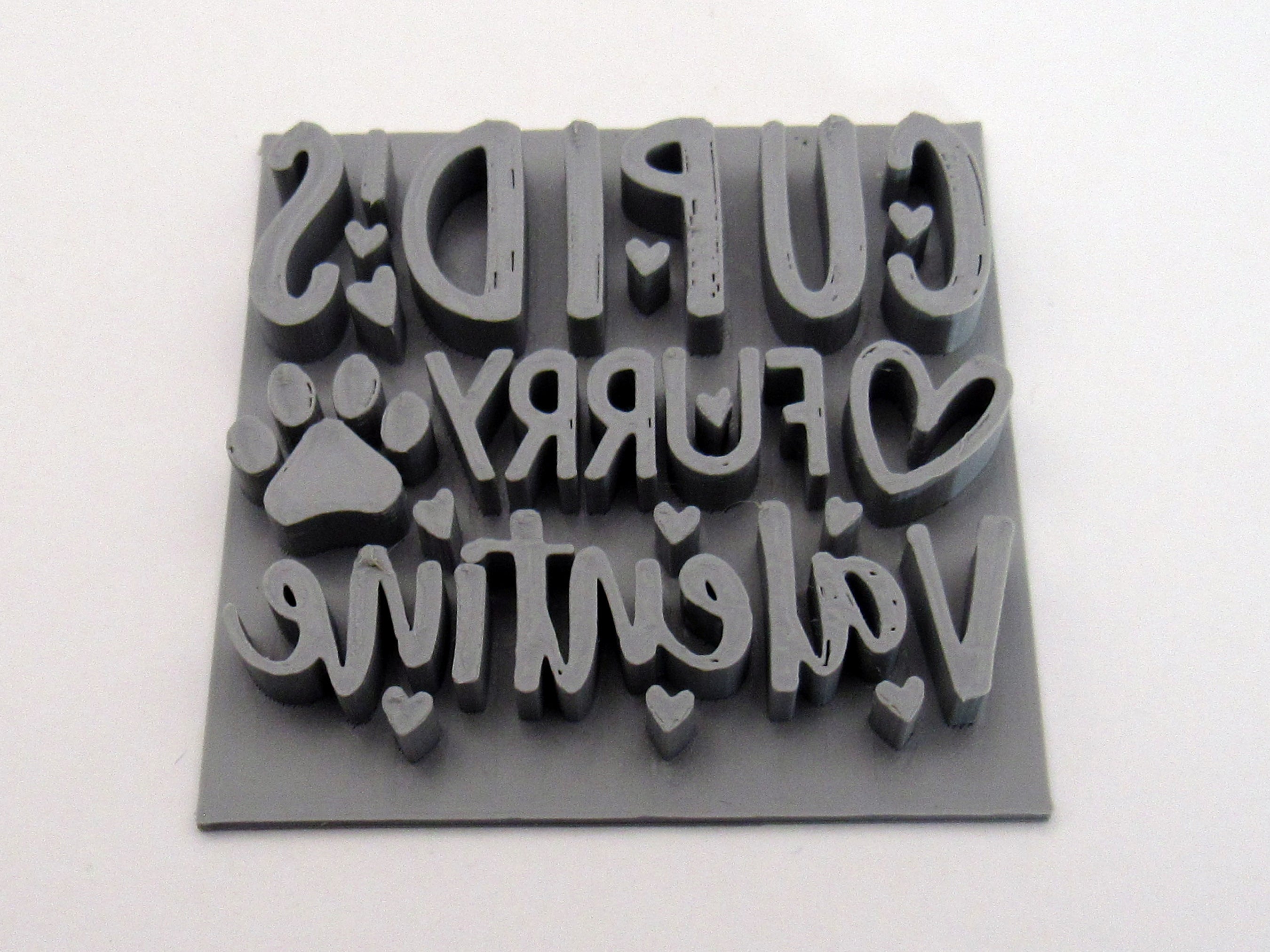 Cupid's Furry Valentine Mug Clay Stamp for handbuild pottery