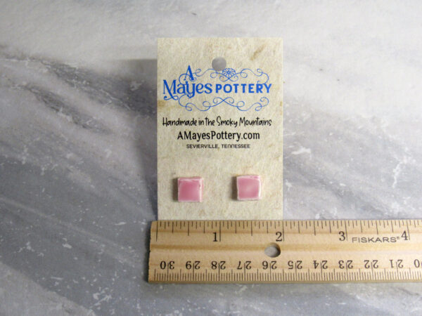 Small-Pink-Square-Post-stud-earrings-with-ruler-scaled-1jpg